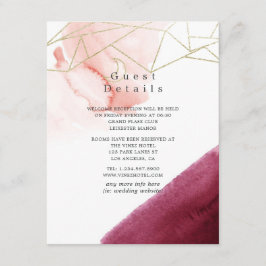 Cartão De Informações Burgundy e Blush Detalhe de Convidado de Casamento