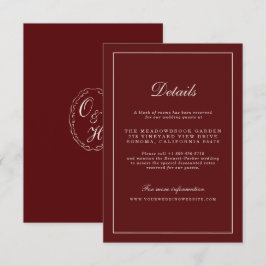 Cartão De Informações Burgundy Fall Wedding Details Enclosure Card