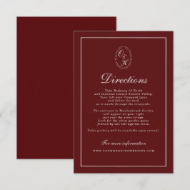 Cartão De Informações Burgundy Fall Wedding Directions Card