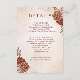 Cartão De Informações Burgundy & Gold Floral Wedding Enclosure Card