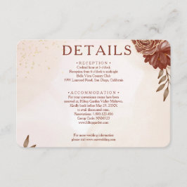 Cartão De Informações Burgundy & Gold Floral Wedding Enclosure Card