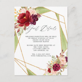 Cartão De Informações Burgundy-Marsala e Detalhes Geométricos do Convida