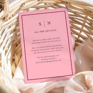 Cartão De Informações Burgundy Rosa Minimalista Chic   Detalhes para Con