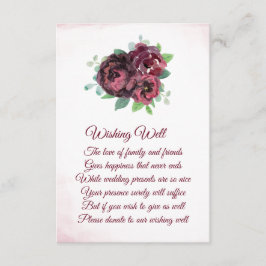 Cartão De Informações Burgundy Rose Bouquet Casamento Wishing Bem Cards