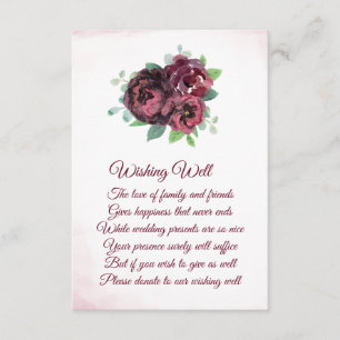 Cartão De Informações Burgundy Rose Bouquet Casamento Wishing Bem Cards