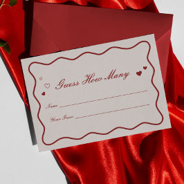 Cartão De Informações Burgundy Valentine Bridal Shower Guess How Many 