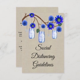 Cartão De Informações Burlap Blue Floral Mason Jar Medidas De Segurança