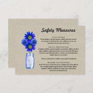 Cartão De Informações Burlap Blue Floral Mason Jar Medidas De Segurança