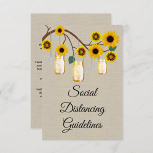 Cartão De Informações Burlap Yellow Floral Mason Jar