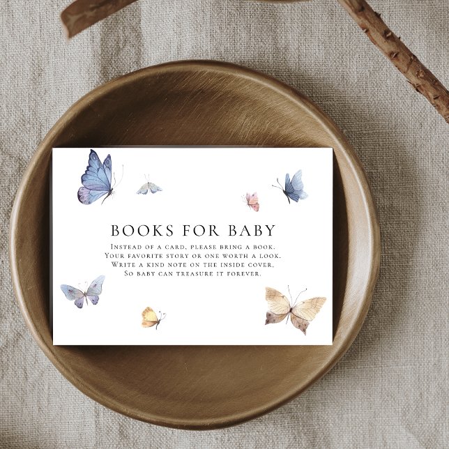 Cartão De Informações Butterfly Girl Baby Shower Books for Baby (Butterfly Girl Baby Shower Books for Baby Enclosure Card)