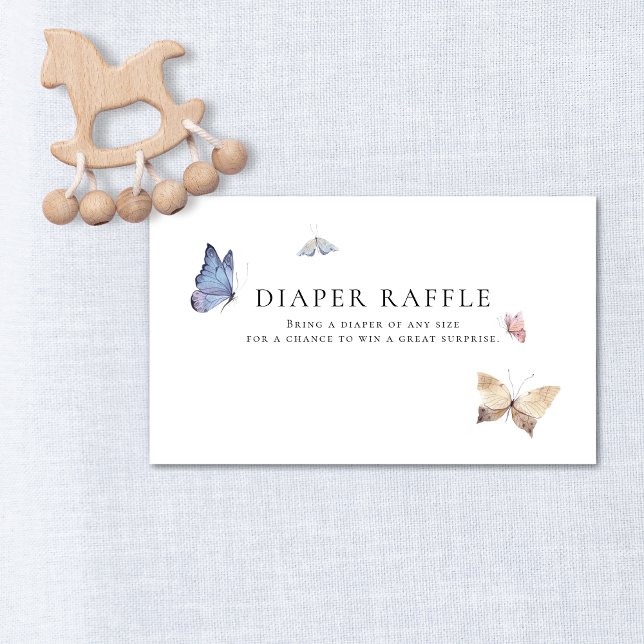 Cartão De Informações Butterfly Girl Baby Shower Diaper Raffle (Butterfly Girl Baby Shower Diaper Raffle Enclosure Card)