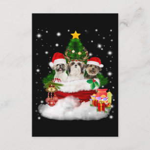 Cartão De Informações Cachorro   Feliz Natal Bela Shih Tzu