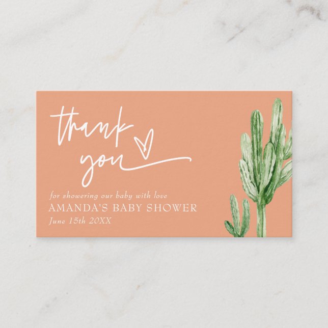 Cartão De Informações Cactus Gender Neutral Desert Hello Chá de fraldas (Frente)