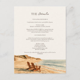 Cartão De Informações Cadeiras de Praia Detalhes de Casamento no Entarde