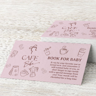 Cartão De Informações Café Laço Rosa Bebe Livro Para Chá de Bebê