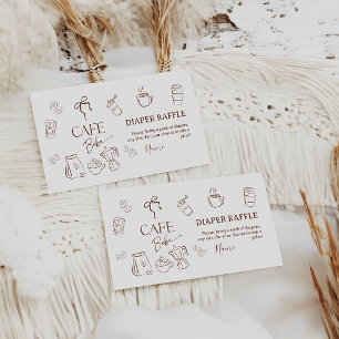Cartão De Informações Café Tema Cafe Bebe Brewing Chá de Bebê Fralda