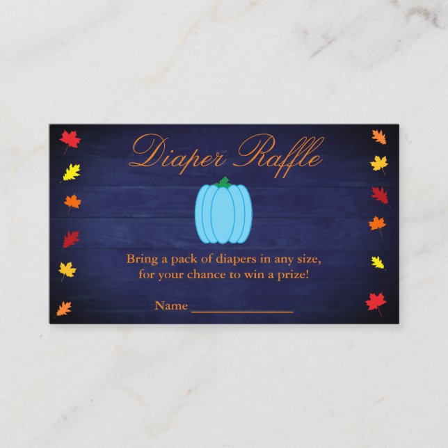 Cartão De Informações Cair No Amor Fralda De Abóbora Raffle (Frente)