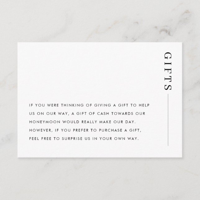 Cartão De Informações Caixa de Desejos para Presente de Noivado Minimali (Frente)