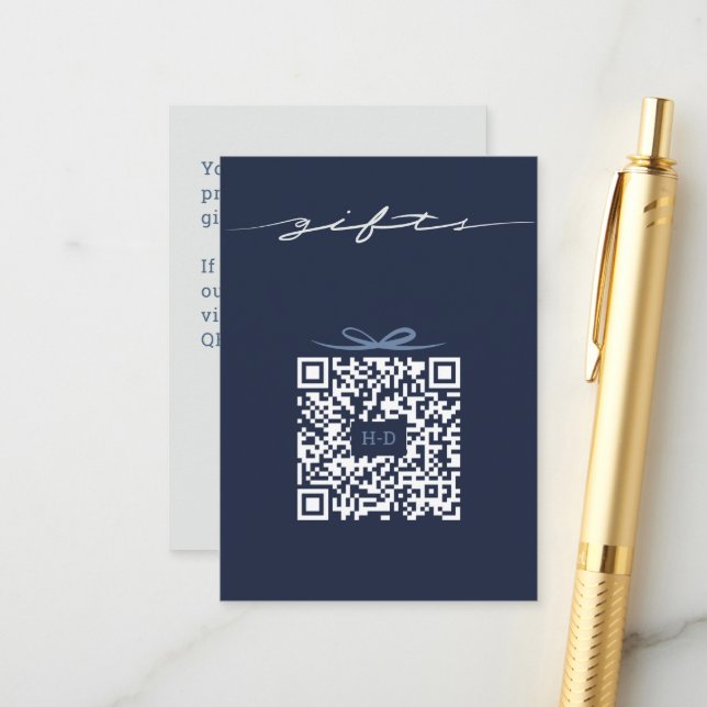 Cartão De Informações Caixa de Presente & Código QR de Laço | Registro d (Frente/Verso In Situ)