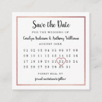 Calendário de Folha Dourada Rosa Moderno - Salve a