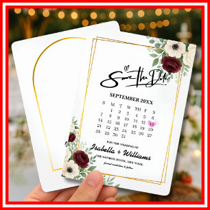 Cartão De Informações Calendário de Geometria Verde Sálvia Casamento Sal