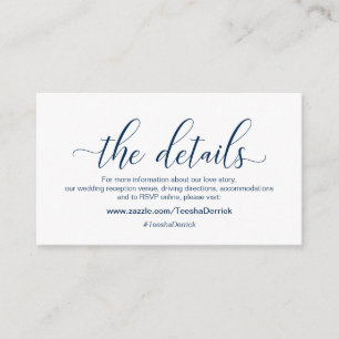 Cartão De Informações Caligrafia Azul Moderna, Nossos Detalhes, website