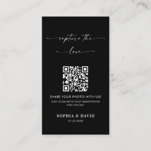 Cartão De Informações Caligrafia Casamento Captura o amor Código QR