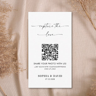 Cartão De Informações Caligrafia Casamento Captura o amor Código QR