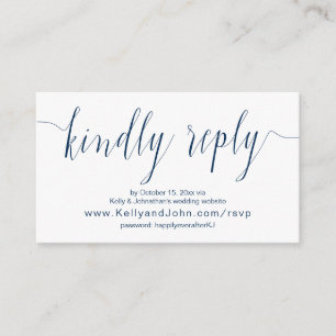 Cartão De Informações Caligrafia de casamento, Marinho Azul, Janto onlin