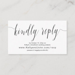 Cartão De Informações Caligrafia de Casamento, Preto, Janto Online RSVP