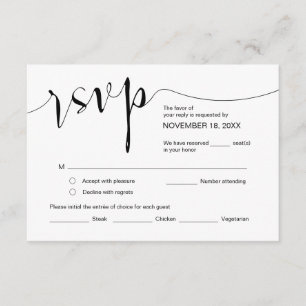 Cartão De Informações Caligrafia de Casamento, Script Negro Simples, RSV