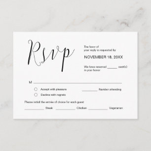 Cartão De Informações Caligrafia de Casamento, Simple Black Script, RSVP