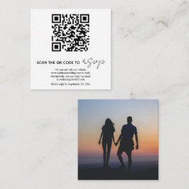 Cartão De Informações caligrafia de código QR casamento de fotos RSVP