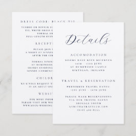 Cartão De Informações Caligrafia Elegante Detalhes de Casamento Frente e