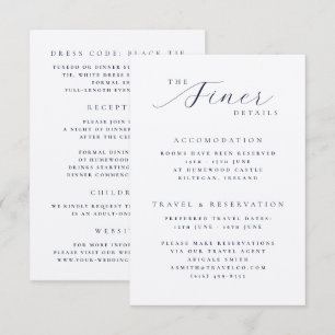 Cartão De Informações Caligrafia Elegante Detalhes Finos Casamento 