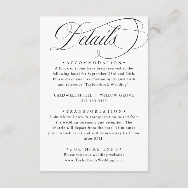 Cartão De Informações Caligrafia Elegante Estilo Americano Manuscrito (Frente)