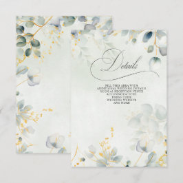 Cartão De Informações Caligrafia Elegante Verde Eucalipto Casamento