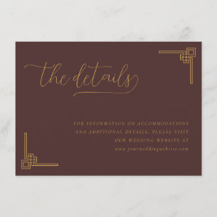 Cartão De Informações Caligrafia Marrom Sofisticada Com Motivo Chinês