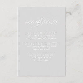 Cartão De Informações Caligrafia Minimalista | Detalhes do Casamento Cin