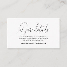 Cartão De Informações Caligrafia moderna, Detalhes do Casamento, Informa