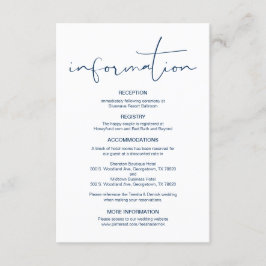 Cartão De Informações Caligrafia moderna, Detalhes do Casamento, Informa