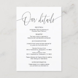 Cartão De Informações Caligrafia Moderna, informações de detalhes de cas