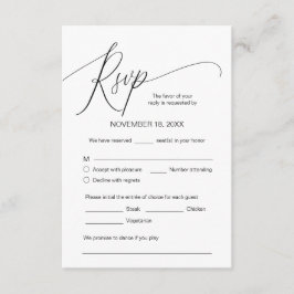 Cartão De Informações Caligrafia moderna, Negra, Janto de casamento RSVP