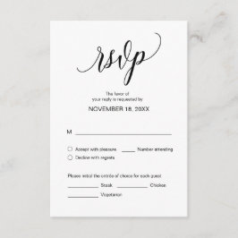 Cartão De Informações Caligrafia Negra Moderna, Janto de Casamento RSVP