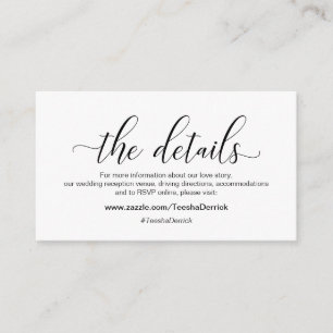 Cartão De Informações Caligrafia negra moderna, Nossos Detalhes, website