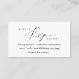 Cartão De Informações Caligrafia Negra Simples Moderna, RSVP Online