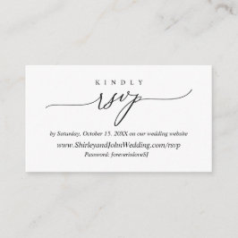 Cartão De Informações Caligrafia Negra Simples Moderna, RSVP Online