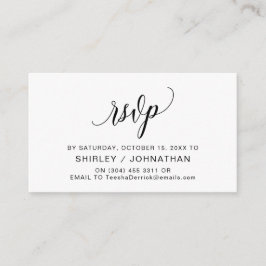 Cartão De Informações Caligrafia Preta Moderna, RSVP de Casamento