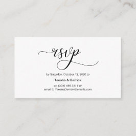Cartão De Informações Caligrafia preta moderna, RSVP de casamento