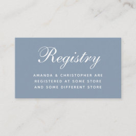 Cartão De Informações Caligrafia Simples do Registro de Casamentos Azuis